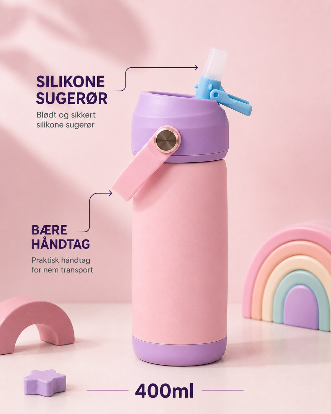 MiniMe Termoflaske 400 ml - Lyserød