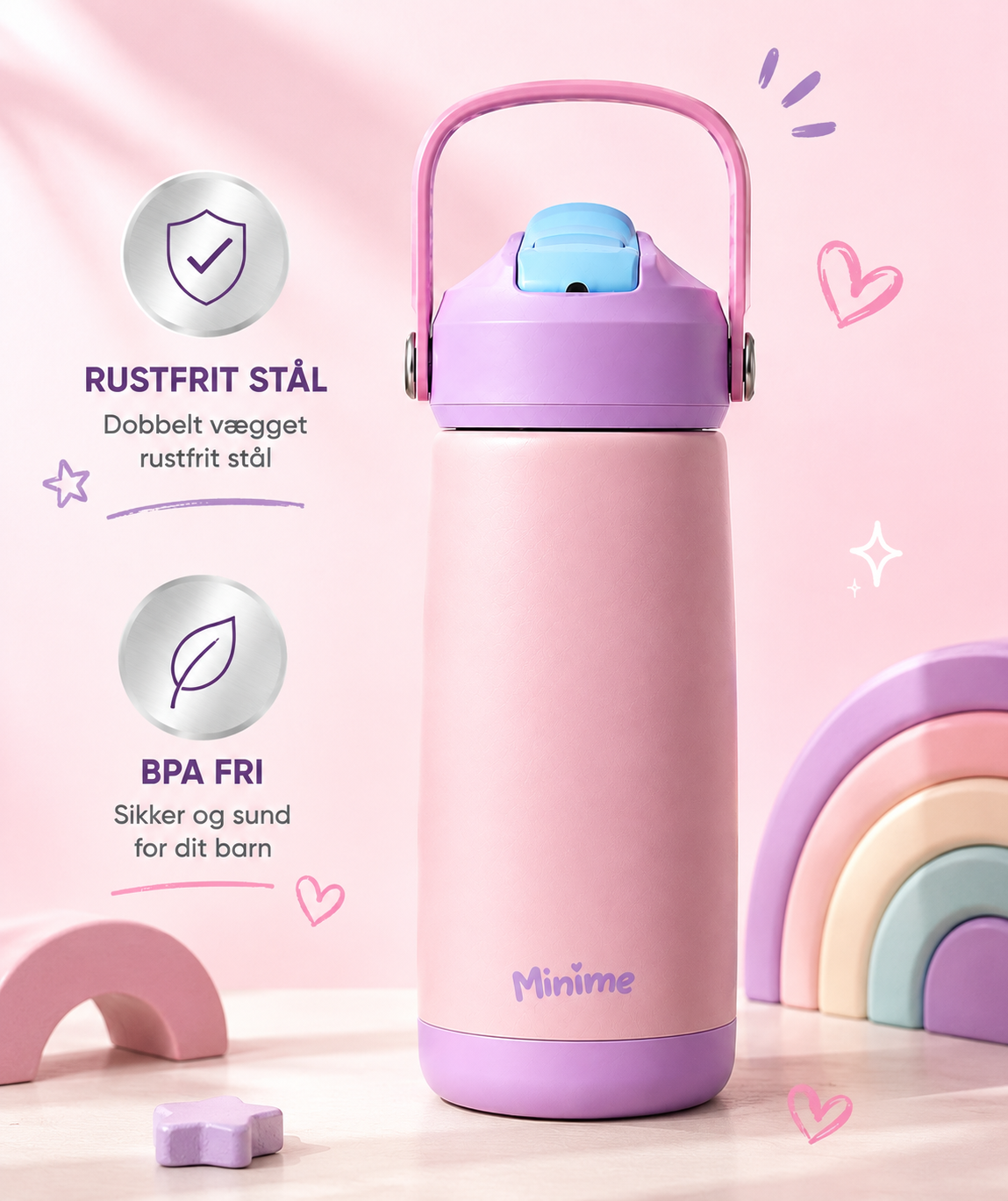 MiniMe Termoflaske 400 ml - Lyserød